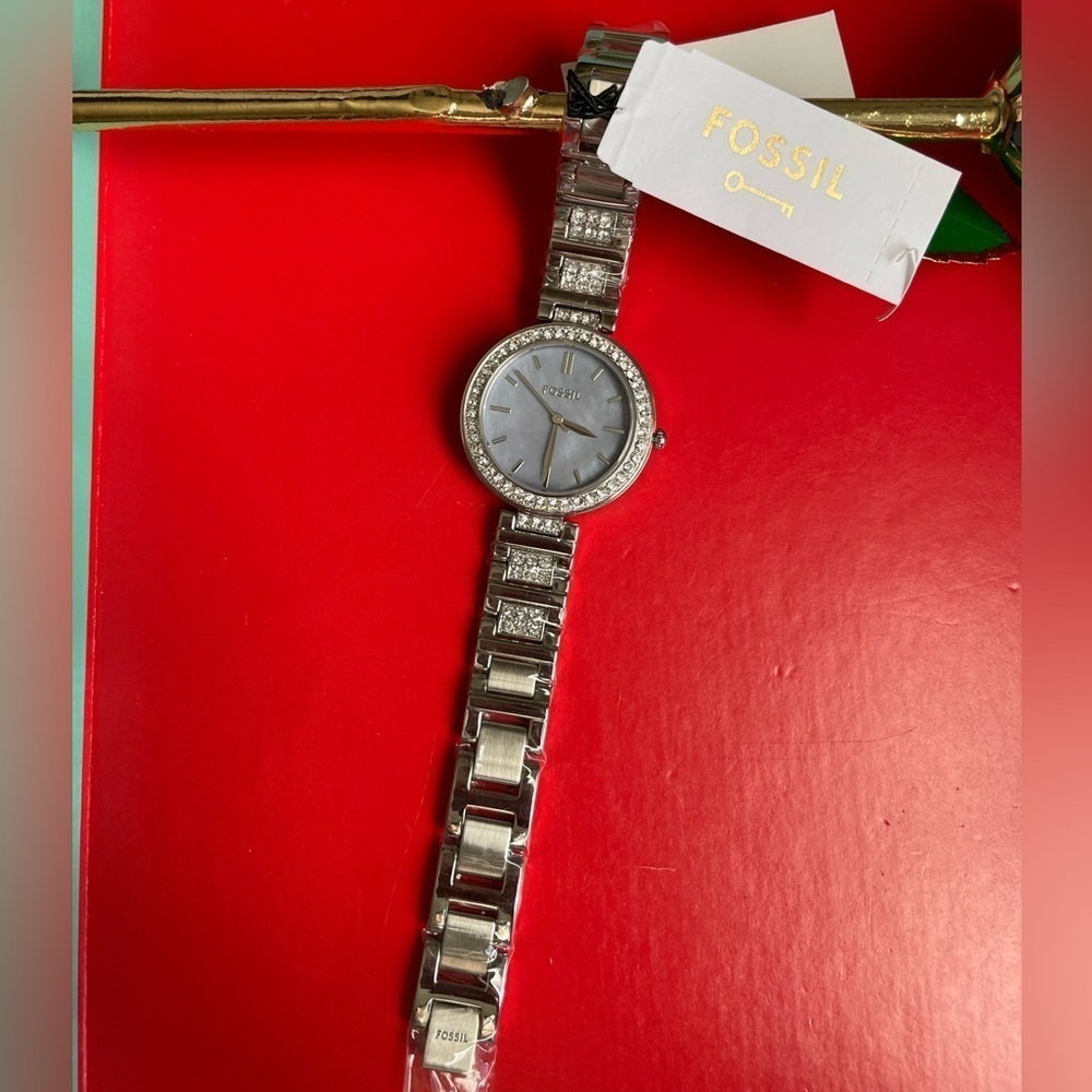 FOSSIL Watch,Fossil Silver Watch with Crystal Accents,Women’s Watch. - Picture 6 of 16